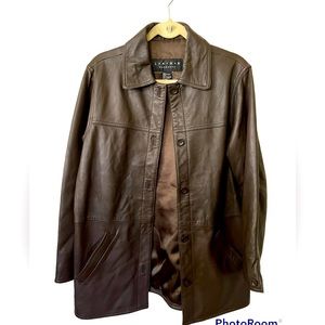 100% Leather Brown Jacket. Size S